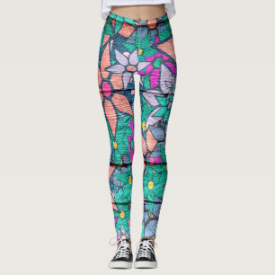 Leggings Orange Mint Rose Floral