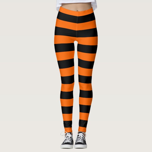 Leggings Orange/Schwarze Streifen (Vorderseite)
