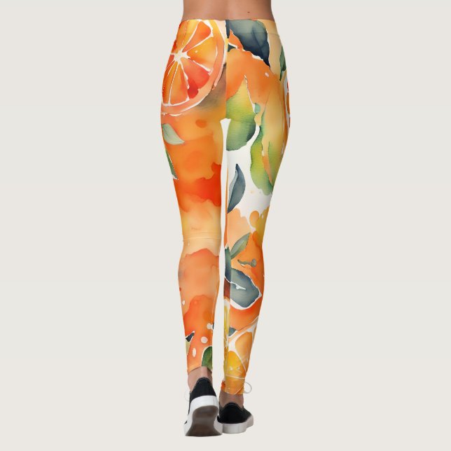 Leggings Orange Slices Aquarelle Frais Citrus Design (Dos)