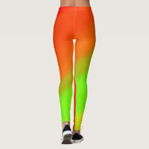 Leggings Orange vert jaune et vague rouge