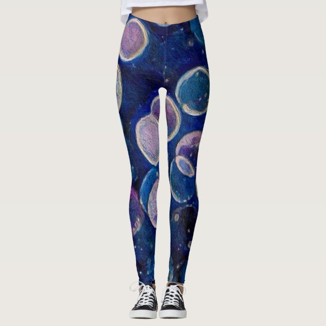 Leggings Orbes cosmiques bleues (Devant)