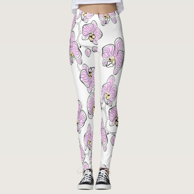 Leggings Orchidées phalaenopsis fleurs p (Devant)