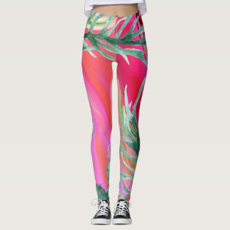 Leggings oreiller abstrait à jetons floraux roses