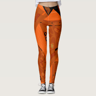 Leggings Origami Chintz (L) Brown orange noir