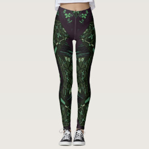 Leggings Origami Chintz (L) Jade Vert Crème noire violet