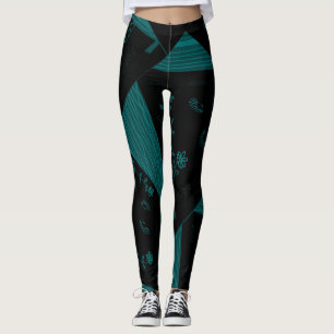 Leggings Origami Chintz (L) Noir Dusty Canard Oeuf Bleu
