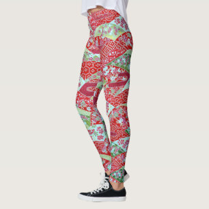 Leggings Origami de fleurs rouges washi japonaises Légendes