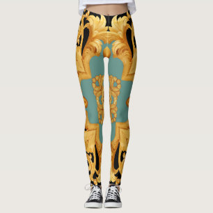 Leggings Ornement baroque doré éléments 3D