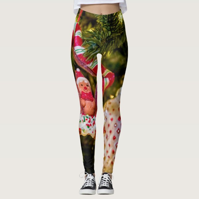 Leggings Ornement de Noël en pain d'épices (Devant)