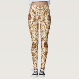 Leggings Ornement doré baroque luxueux sur ivoire
