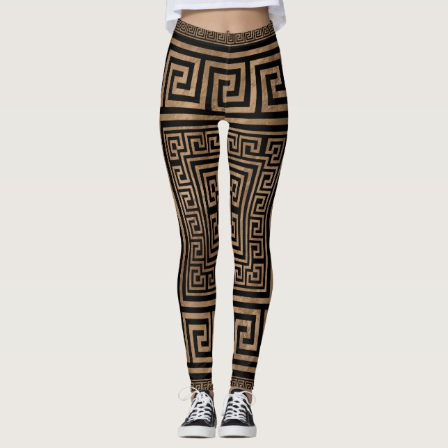Leggings Ornement principal grec - méandre grec - or sur le (Devant)