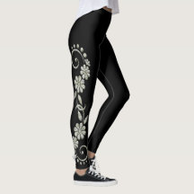 Leggings ornementaux blancs et noirs
