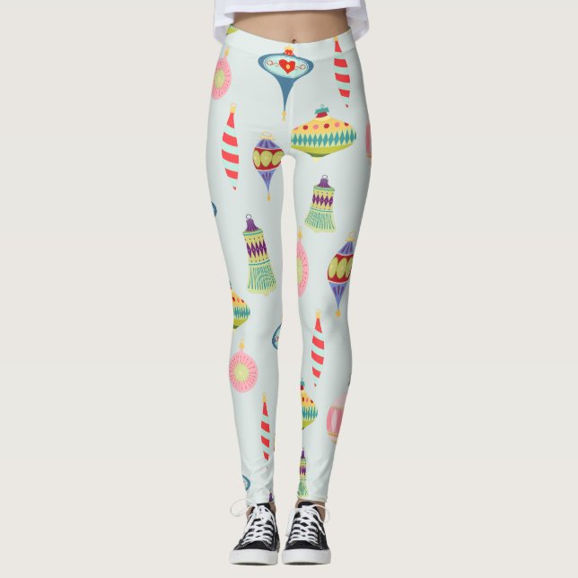 Leggings Ornements de Noël rétro | Mid Century Moderne (Devant)