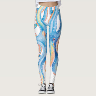 Leggings Otopus bleu aquarelle