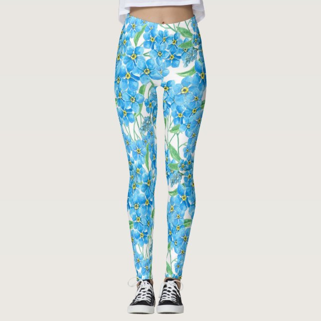 Leggings Oublie-moi pas un motif sans soudure (Devant)