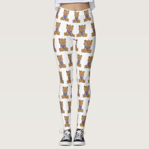 Leggings Ours en peluche portant une écharpe bleue