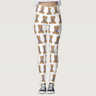 Leggings Ours en peluche portant une écharpe bleue
