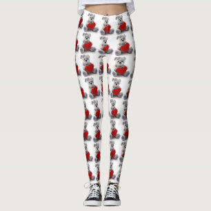 Leggings Ours gris Teddy tenant des jambes du coeur