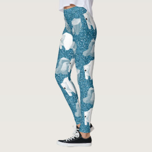 Leggings Ours polaire blanc mou Bleu d'animal sauvage bleu
