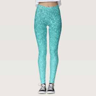 Leggings Paillettes Bleu Aqua Glamour Féminin Sirène