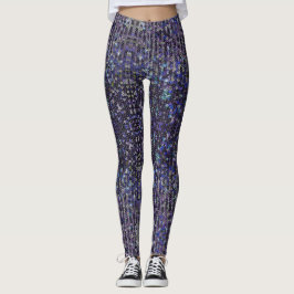 Leggings Paillettes bleu violet | motif étincelant  