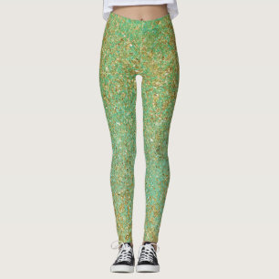 Leggings Paillettes dorées et glamour aquatique sarcelle sc