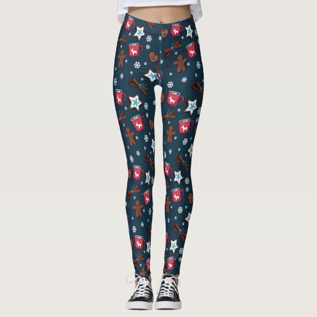 Leggings Pain d'épices et légendes chaudes de Noël (Devant)