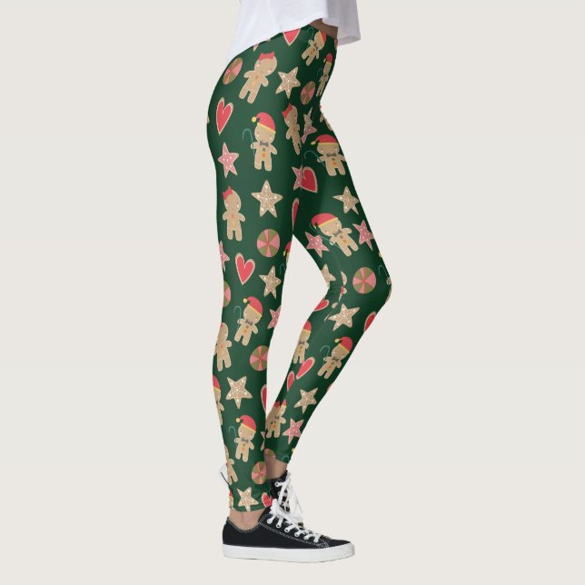 Leggings Pain d'épices vert Homme Coeurs de biscuits Étoile (Droite)