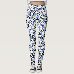 Leggings Paisley Abstrait 230523 - Baby Blue, B&W