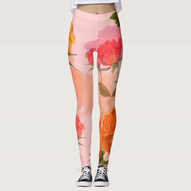Leggings Paisley bandana imprimé, soie foulard design. (Devant)