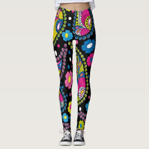 Leggings Paisley de style tribal, motif ethnique sans soudu