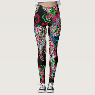 Leggings Paisley Floral Pattern, Ethnic Arrière - plan.