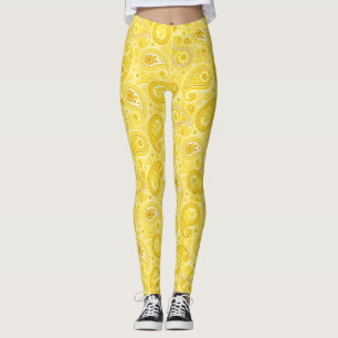 Leggings Paisley motif jaune élégant pantalon de yoga