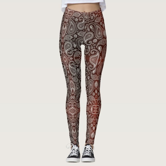 Leggings Paisley rouge foncé (Devant)