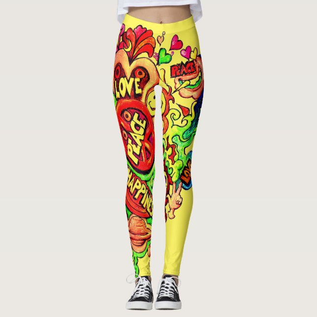 Leggings Paix, amour et bonheur. (Devant)