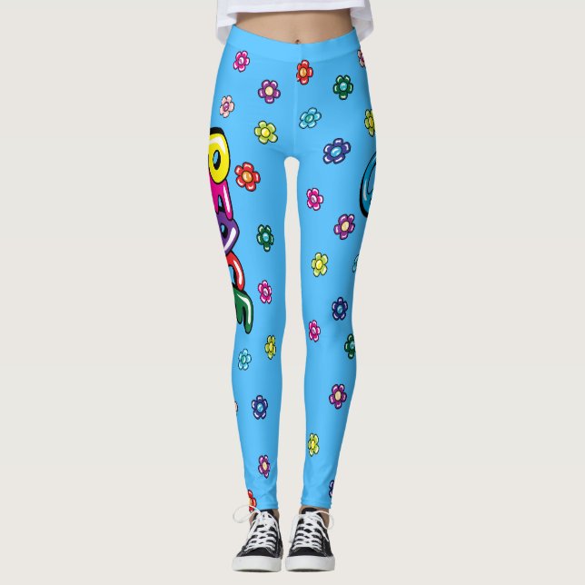 Leggings Paix et guêtres de fleurs (Devant)