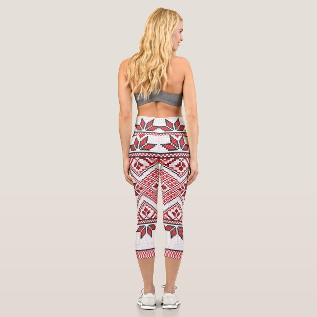 Leggings palestiniens Tatreez Design Pint Capri (Verso)