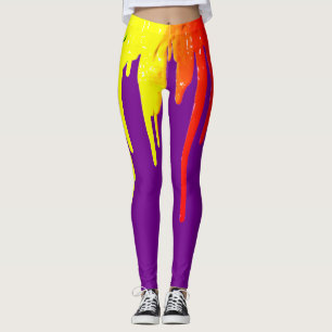 Leggings Palette de peinture d'égoutture, pourpre, couleur