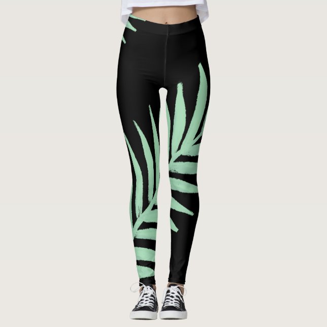 Leggings Palme verte à la menthe (Devant)