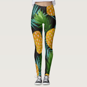Leggings Palmiers à ananas Tapisserie noire