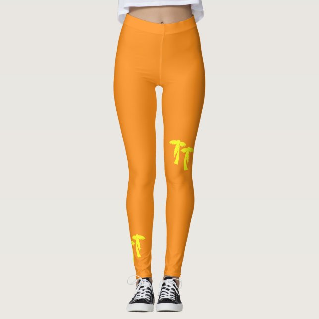 Leggings Palmiers chic - Orange & Jaune (Devant)