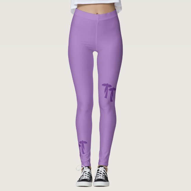 Leggings Palmiers Chic - Violet (Devant)