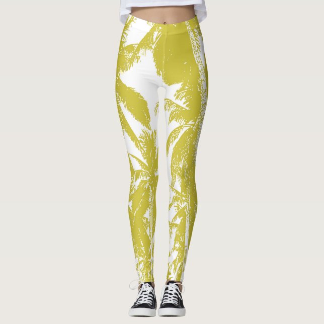 Leggings Palmiers tropicaux d'or (Devant)