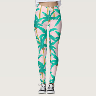 Leggings Palmiers tropicaux : Motif d'été d'aquarelle