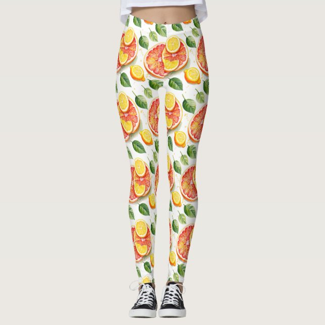 Leggings Pamplemousse et citrons Aquarelle Citrus (Devant)