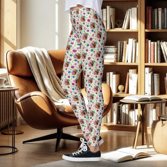 Leggings Panda Rouge Lotus Fleurs Henné (Créateur téléchargé)
