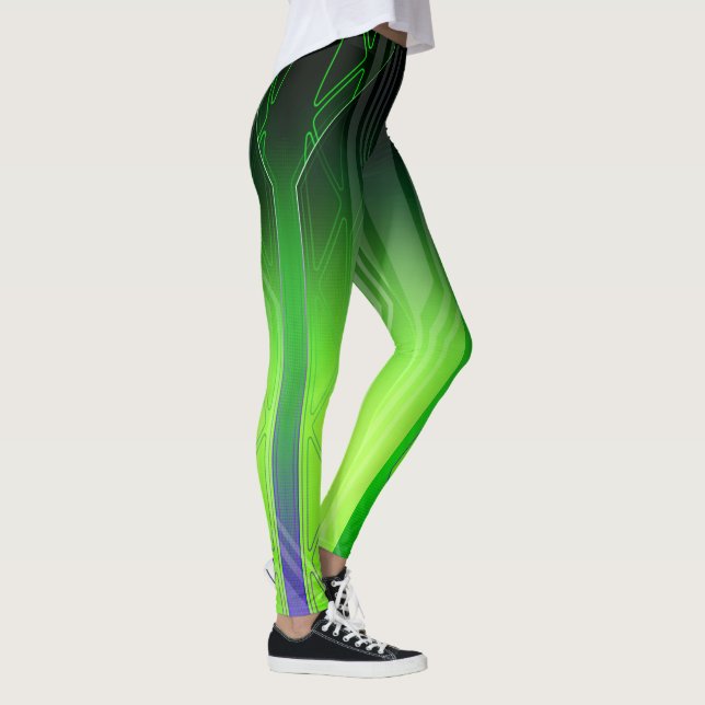 Leggings Panneau de science-fiction holographique vert et n (Droite)