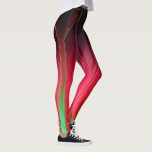 Leggings Panneau Holographique Sci-Fi rouge et vert