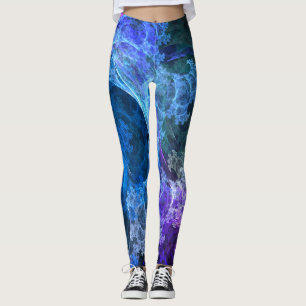 Leggings Pantalon bleu de yoga de Boho d'abrégé sur pourp
