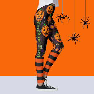 Leggings Pantalon Citrouille Jack-O-Lantern Halloween